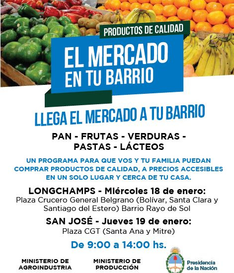 El mercado en tu barrio hace escala en Longchamps y San José
