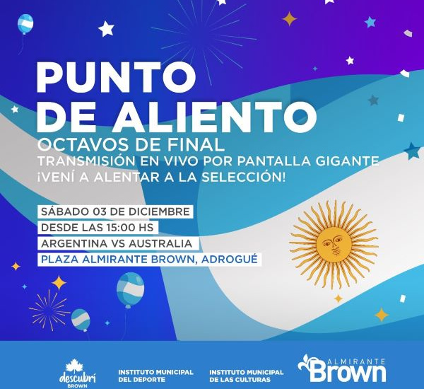 Invitan a alentar a la Selección frente a Australia en pantalla gigante en Plaza Brown